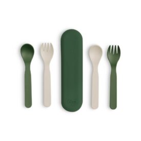 Set 2 cubiertos de PLA verde y crema - Citron