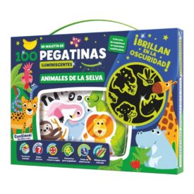 MALETÍN 100 PEGATINAS LUMINISCENTES - ANIMALES DE LA SELVA