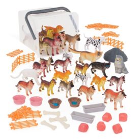 Cubo marrón Perro & Gato 60 pzas - Battat