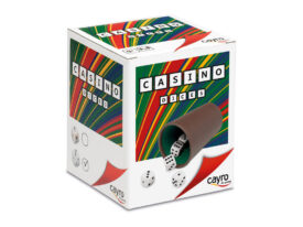 Cubilete forrado y 5 dados de puntos 16mm