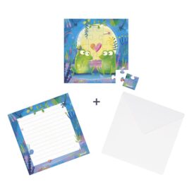 Tarjeta puzzle cumpleaños - Amor en el estanque