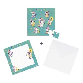 Tarjeta puzzle cumpleaños - Fiesta de unicornios
